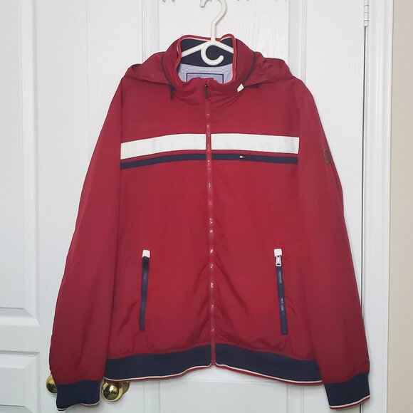 Tommy Hilfiger Men’s Jacket in Red with White and Blue Accents Size XL - Picture 1 of 6